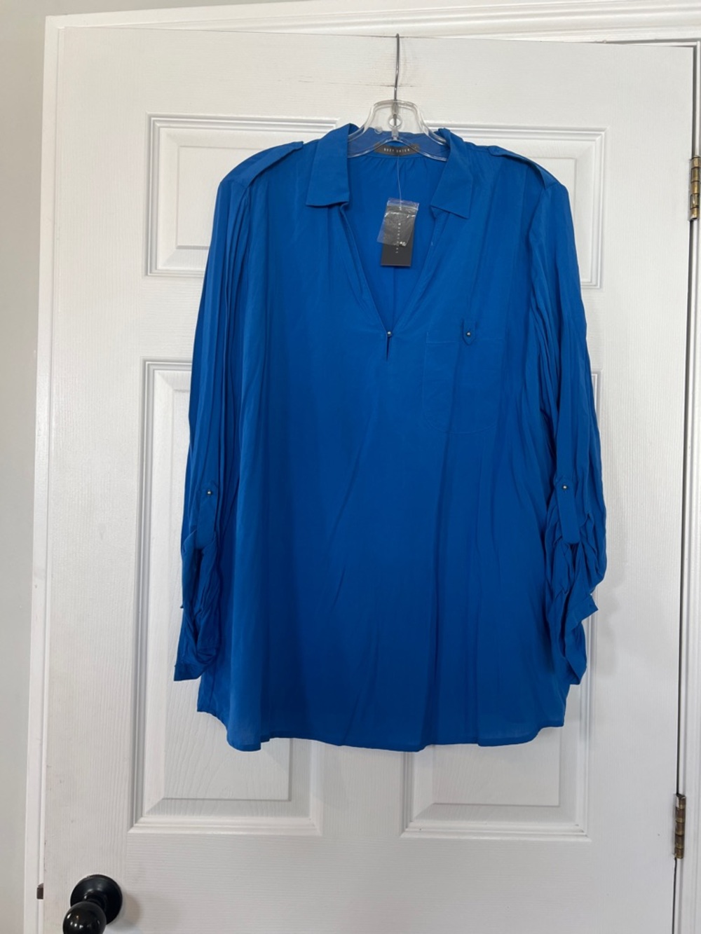 Suzy Shier Bright Blue V-Neck Long-Sleeve Tunic